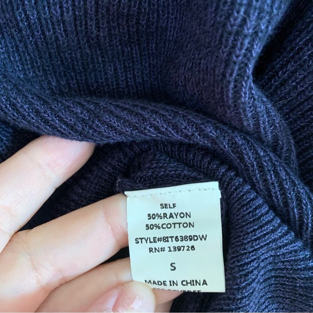 Gab & Kate Navy Varsity V Neck Rainbow Stripe Sleeve Sweater AV Nation Vibes - Picture 3 of 5